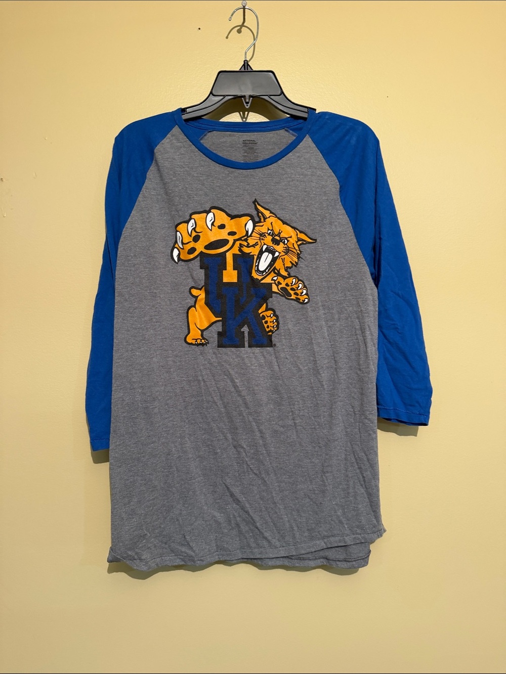 Grey & Blue 3/4 Quarter Sleeve Tee with Mascot Graphic